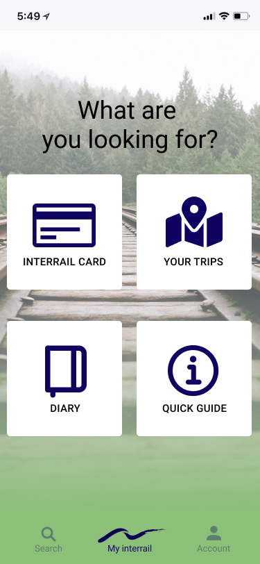 interrail app prototype med ny design